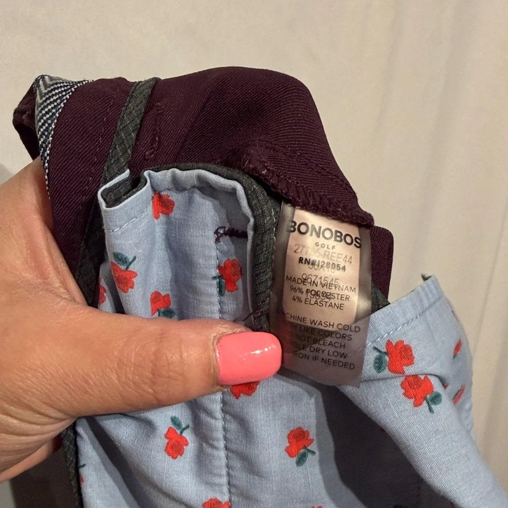 Bonobos Justin Rose Highland Tour Shorts Maroon 10” Golf Shorts Size 36 - Picture 9 of 9